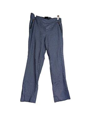 Rafaella Comfort Pants Womens Size 10 Navy Blue Check Zippered Pockets WAISTHOLE